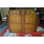 Art Deco oak side table with 2 doors and 2 drawers