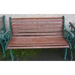 A cast iron garden bench