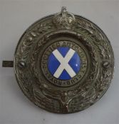 A 1930's chromed and enamelled 'Royal Scottish Automobile Club Badge' numbered on reverse 'BJL 201'