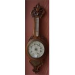 Carved oak Aneroid Barometer presented to Mr M W Pollock on the 18th May 1901