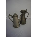 18th century style pewter coffee pot and a pewter tappit hen