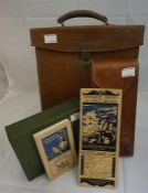 Leather cased set of Ordnance Survey Maps of Great Britain and a boxed set of linen backed Ordnance