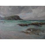 A framed oil on canvas seascape. Artist monogram unknown possibly Scottish east coast. size 15.5 x