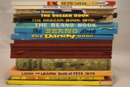 collection of childrens books including " The Beano", " The Beezer", " The Dandy" and "Oor Wullie"