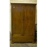 A 19th century mahogany 2 door wardrobe with single full length lower drawer
