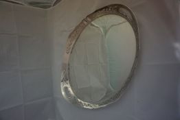 Mappin and Webb silver plated oval gallery tray with pierced decoration.