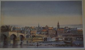 Signed Ltd Edition print 161/250 of the old bridge and harbour by Fred Stott