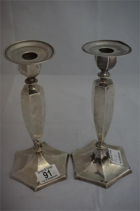 2 Silver candlesticks 9"