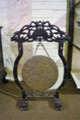 19th Century Chinese carved rosewood framed floor dinner gong