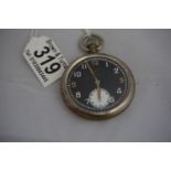 A black dial, government issue, second world war Swiss pocket watch