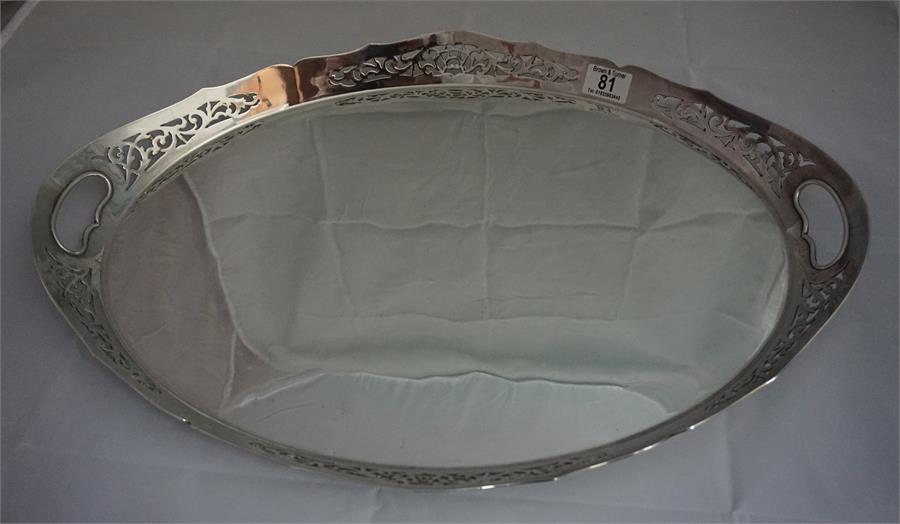 Mappin and Webb silver plated oval gallery tray with pierced decoration. - Image 2 of 4