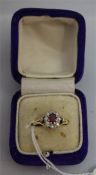 Ruby and Diamond ladies dress ring size M1/2, set in 18ct gold and platinum.