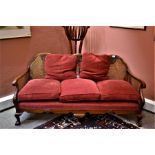 1920 Bergere suite, with red fabric cushions