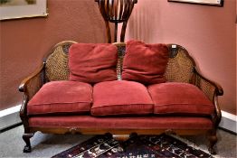 1920 Bergere suite, with red fabric cushions