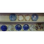 10 x Assorted wall plates 18th - 19th century including an Imari plate