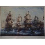 2 x limited edition signed David Cartwright prints entitled "battle of Trafalgar" and battle of St V