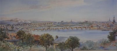 A framed water colour of Berwick-Upon-Tweed from tower road area by Maisie Hay