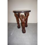 Carved African figure lamp table