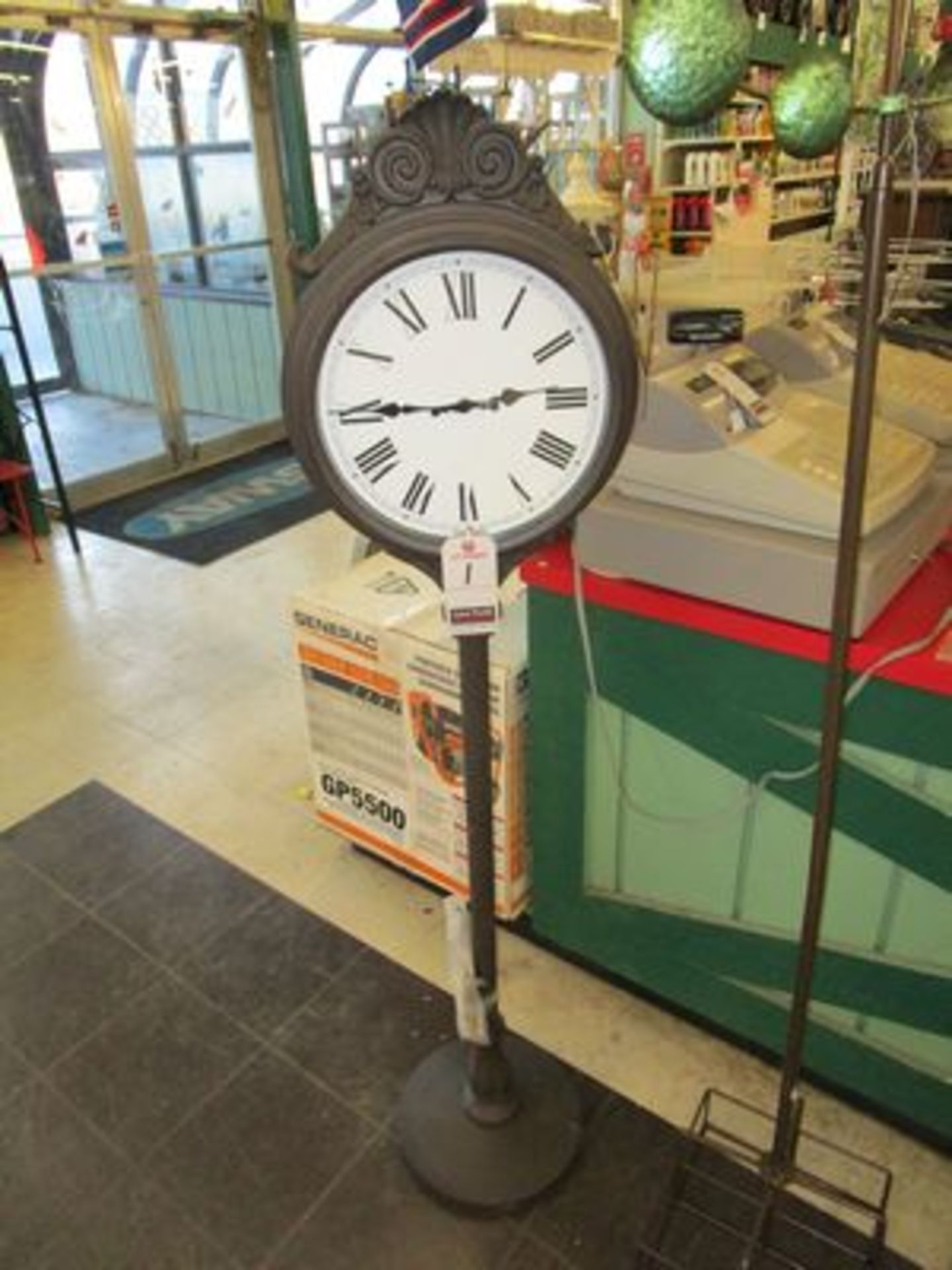 OUTDOOR PEDESTAL CLOCK/THERMOMETER