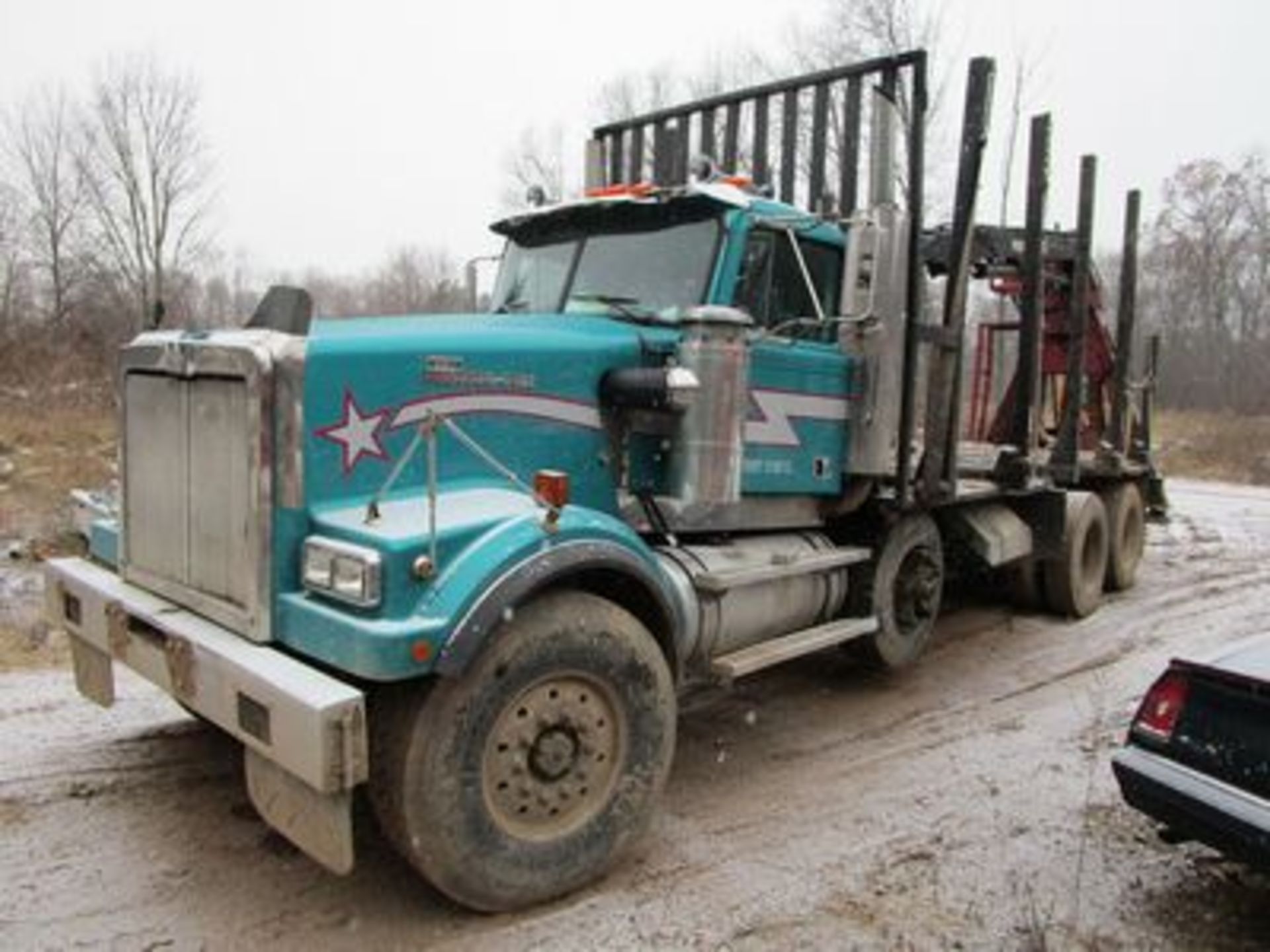 1999 WESTERN STAR 496F TRI-AXLE LOGGING TRUCK, CAT 425 H.P. DIESEL, EATON FULLER 8 SPD. HI-LOW - Image 2 of 2