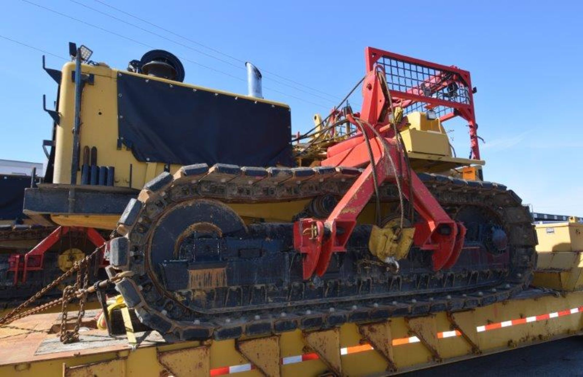 Peterbilt Tractor, Trail King Lowboy, Caterpillar 583H Pipelayer, Trailer with Auxiliary Equipment.