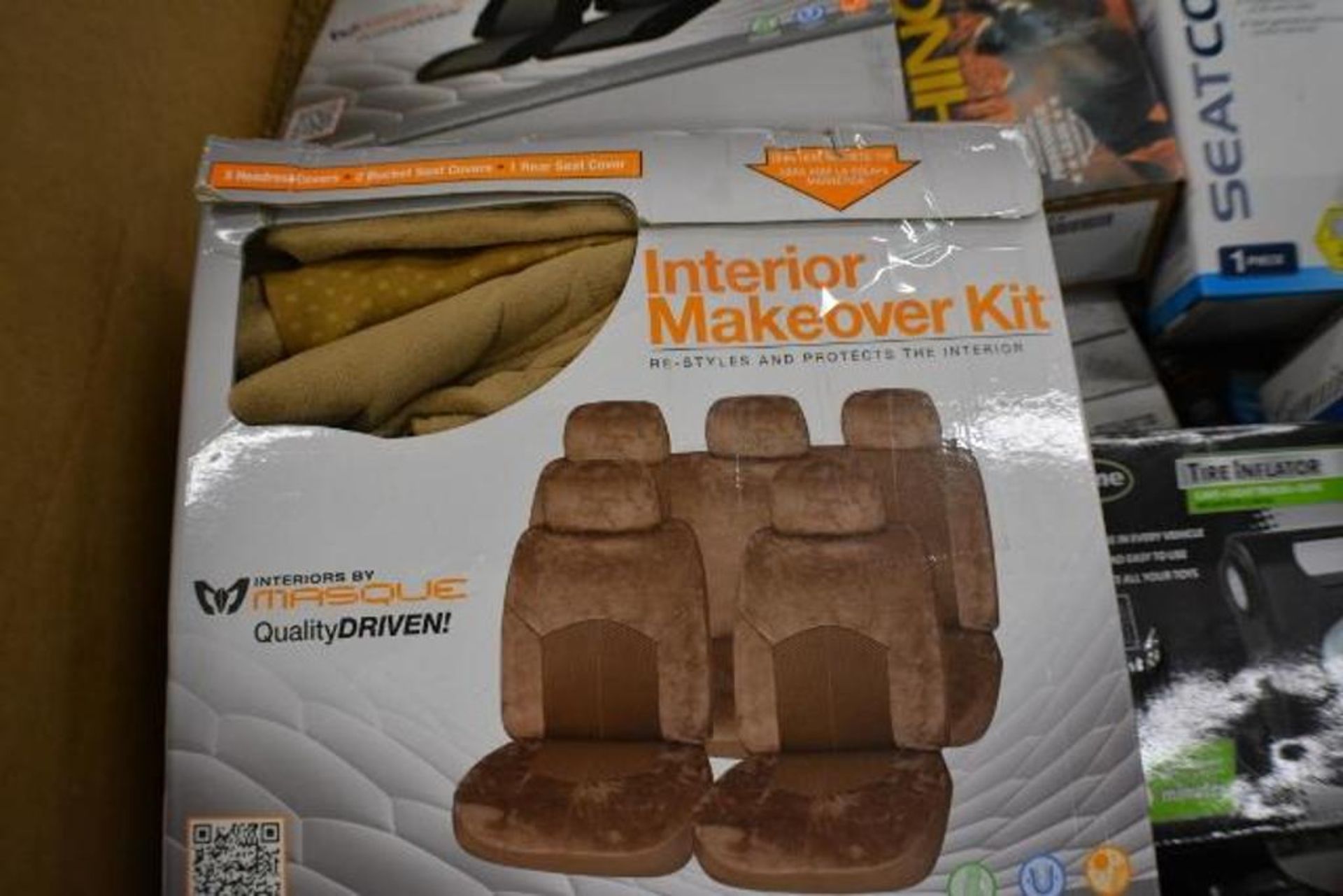 Car Interior Make Over Kit + Universal Fit Seat Covers + Phone Accessories + Tire Inflator + Replace - Image 3 of 5