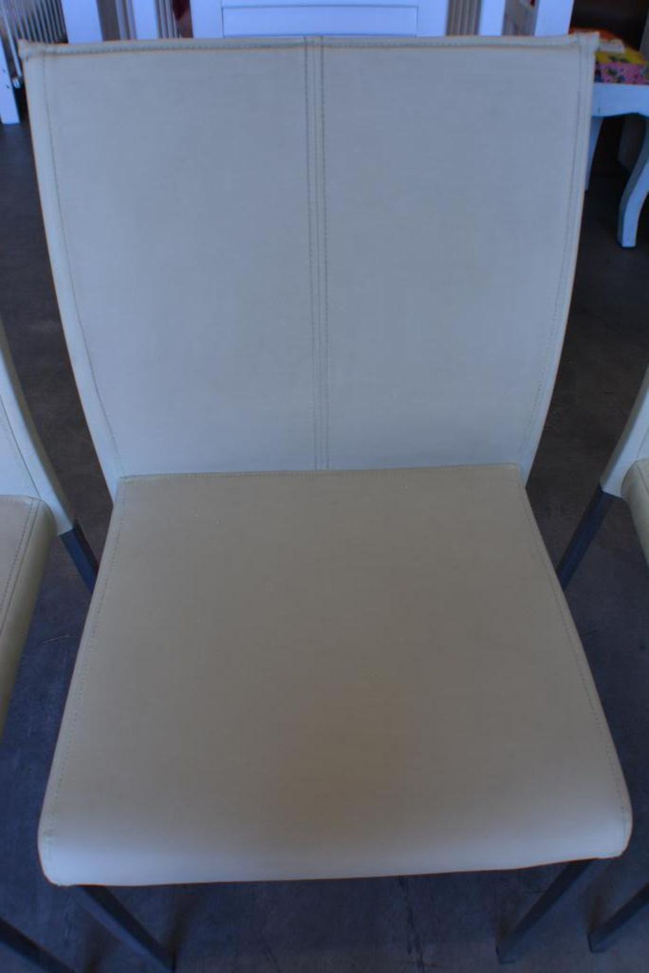 Dining Chairs. Leather Ivory Color. Qty 3 X $ - Image 3 of 4