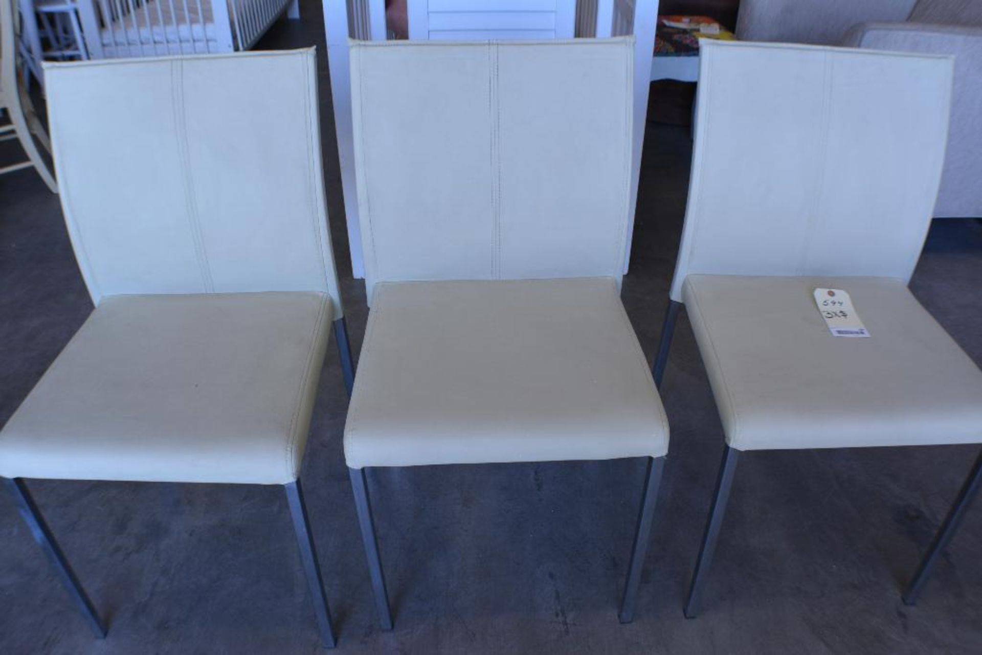 Dining Chairs. Leather Ivory Color. Qty 3 X $