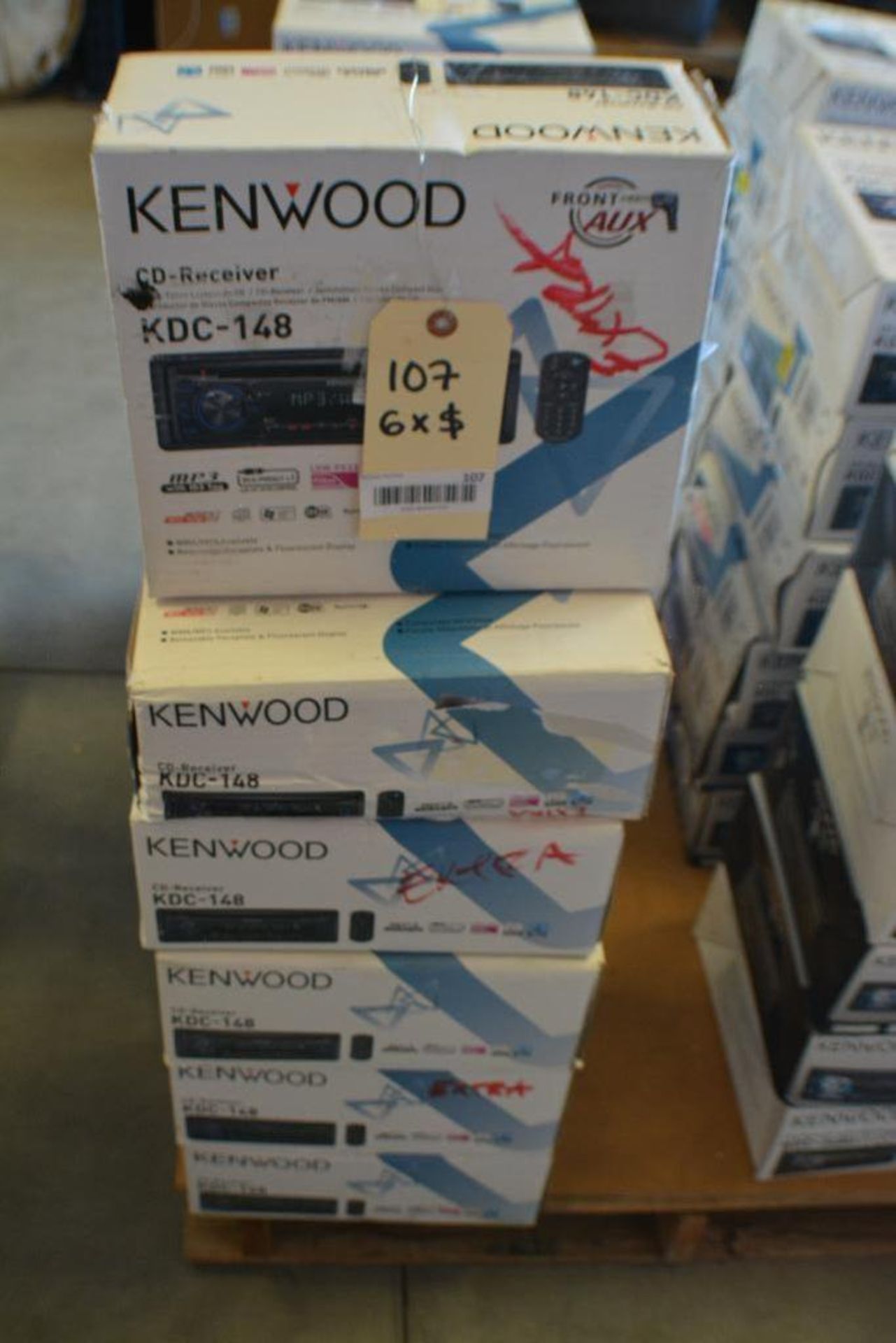 Kenwood Car Stereo Model KDC-148 CD-Receiver + MP3 Aux. Port.(Some stereos not in original box). Qty