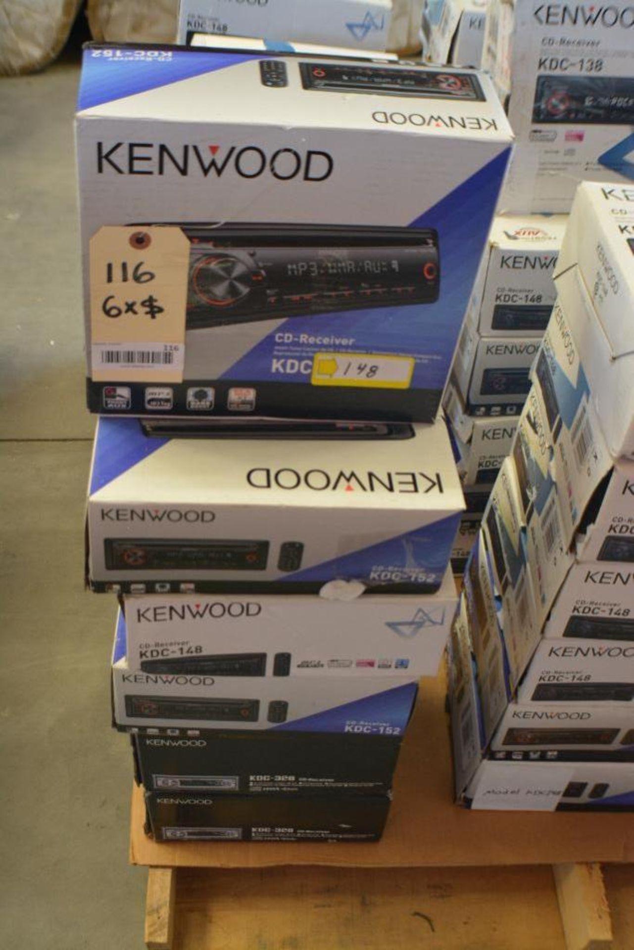 Kenwood Car Stereo Model KDC-148 CD-Receiver + MP3 Aux. Port.(Some stereos not in original box). Qty