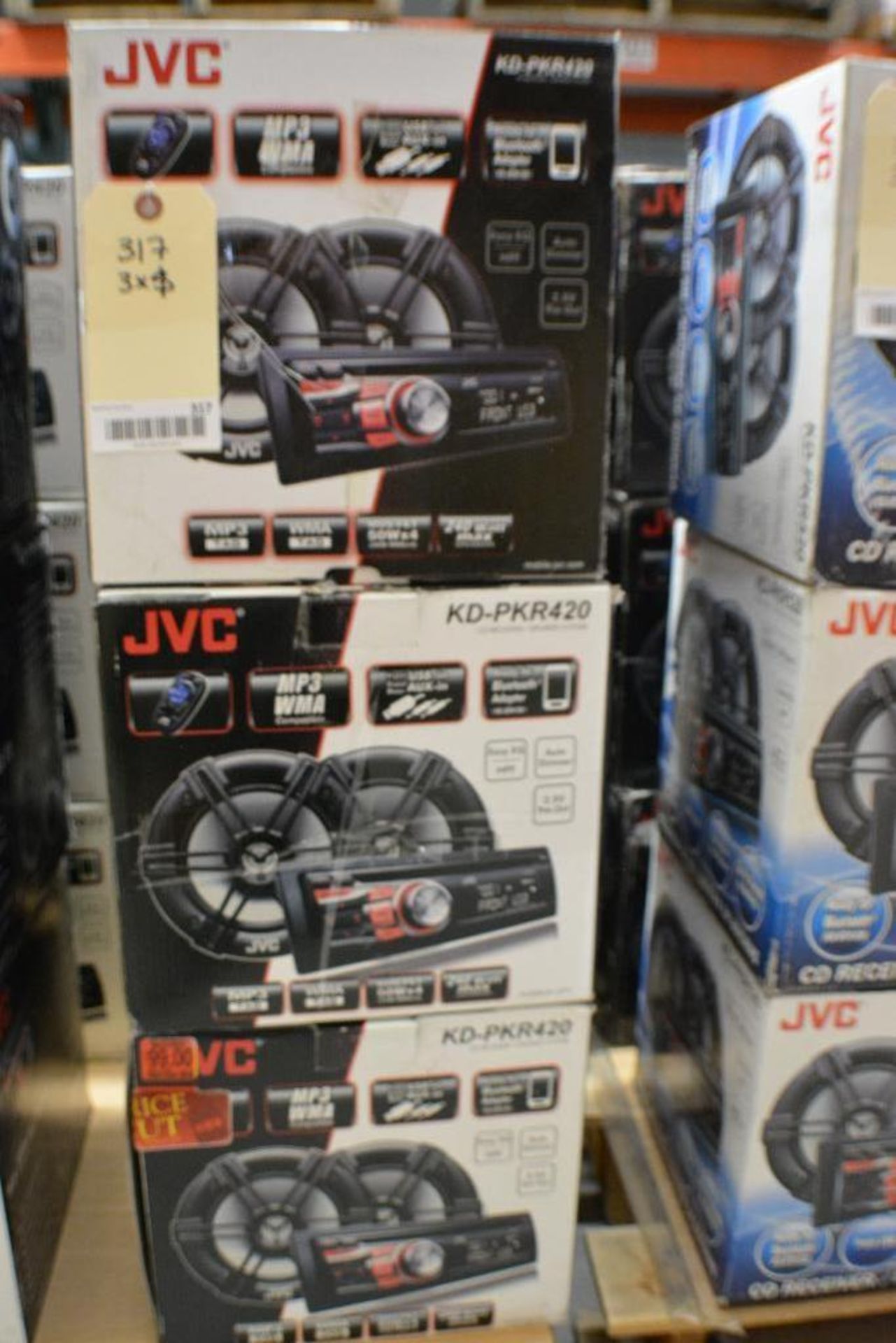 JVC Car Stereo Model KD-PKR420 In-Dash Receiver/Speaker System. MP3 WMA Compatible + Front/Rear USB/