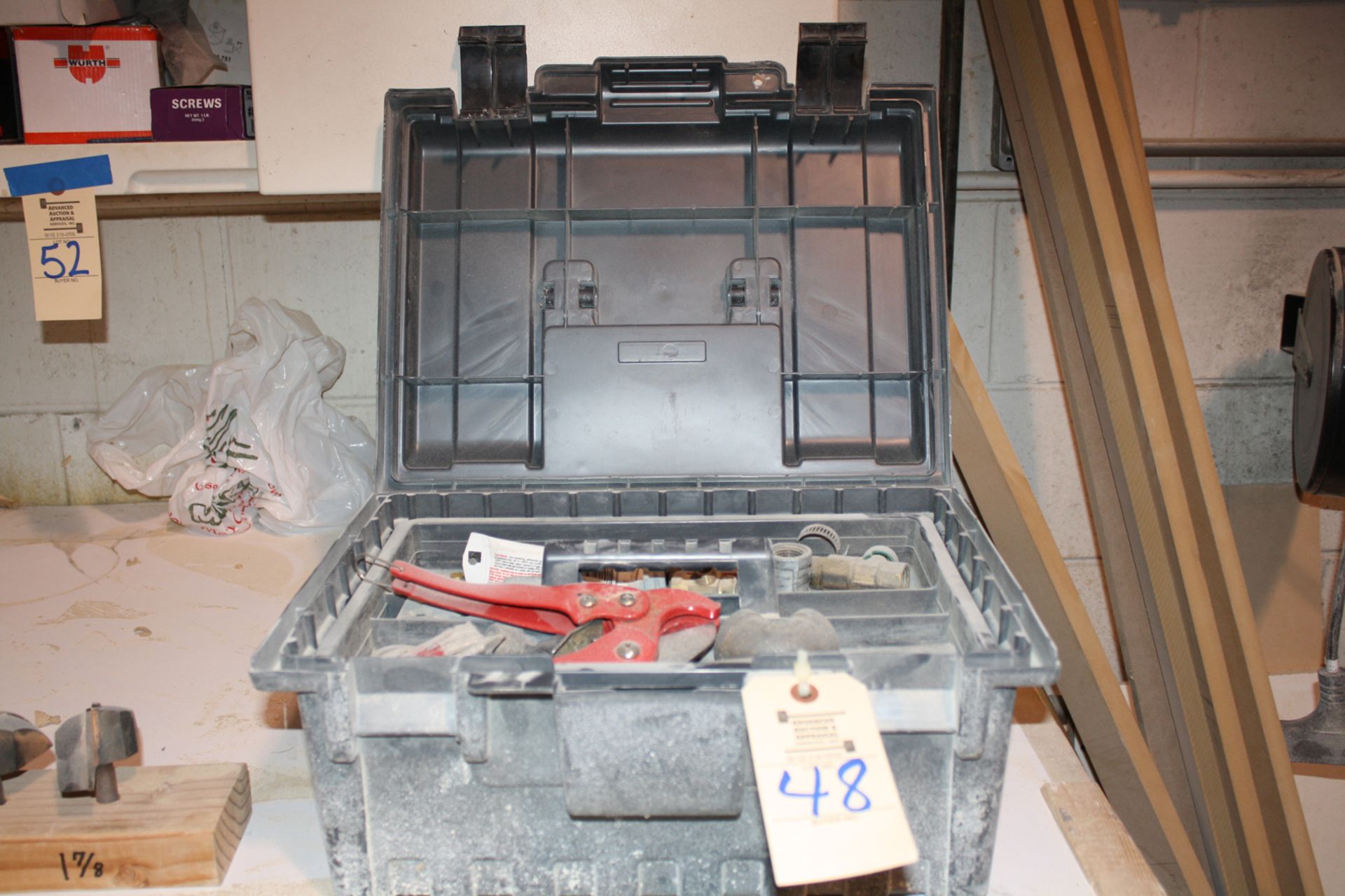 Toolbox with PVC Cutter, cement and cleaning compound