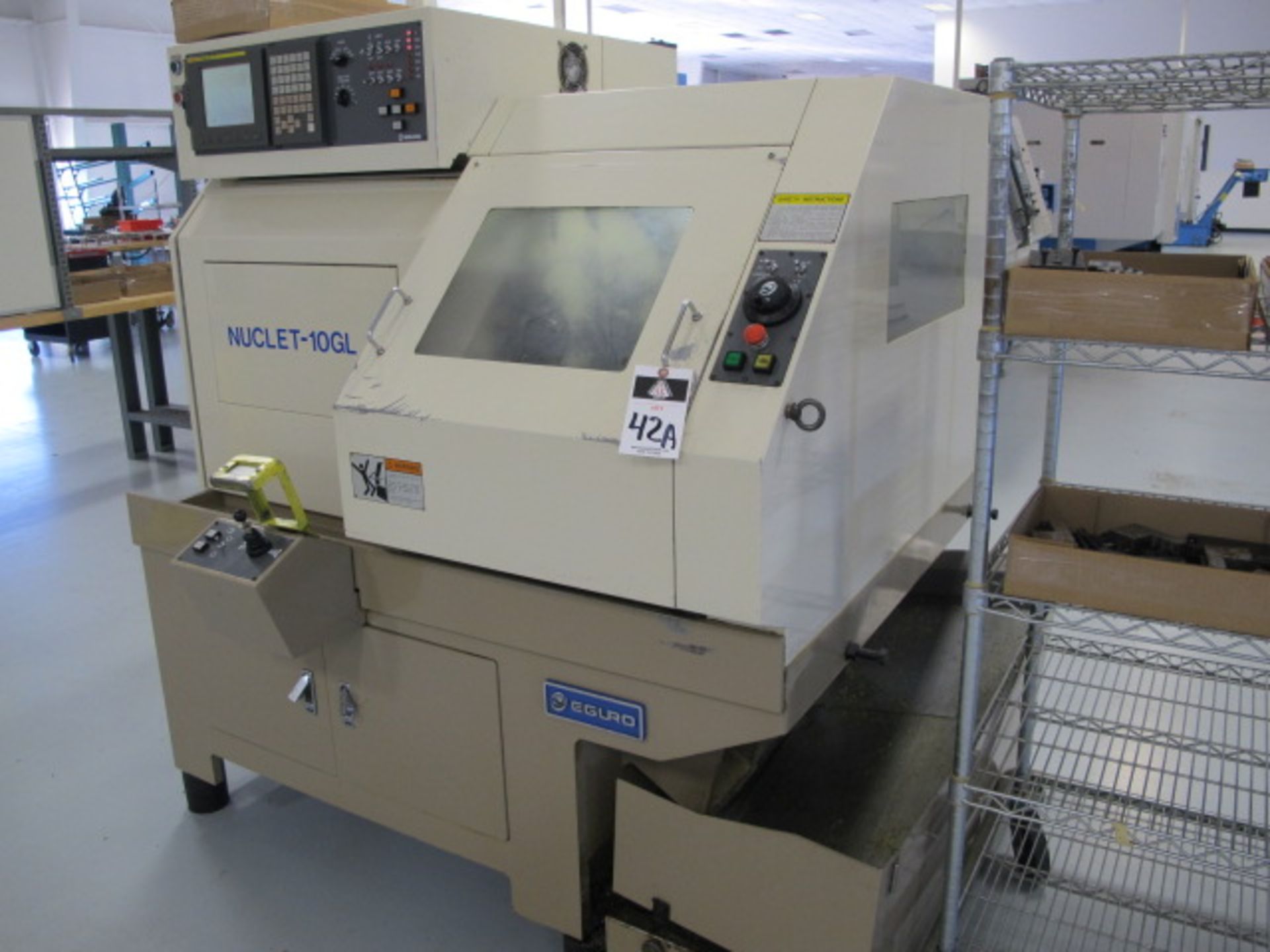 2000 Eguro Nuclet-10GL CNC Gang Tooling Cross Slide Lathe s/n 4161 w/ Fanuc Series 21i-T Controls, - Image 2 of 12