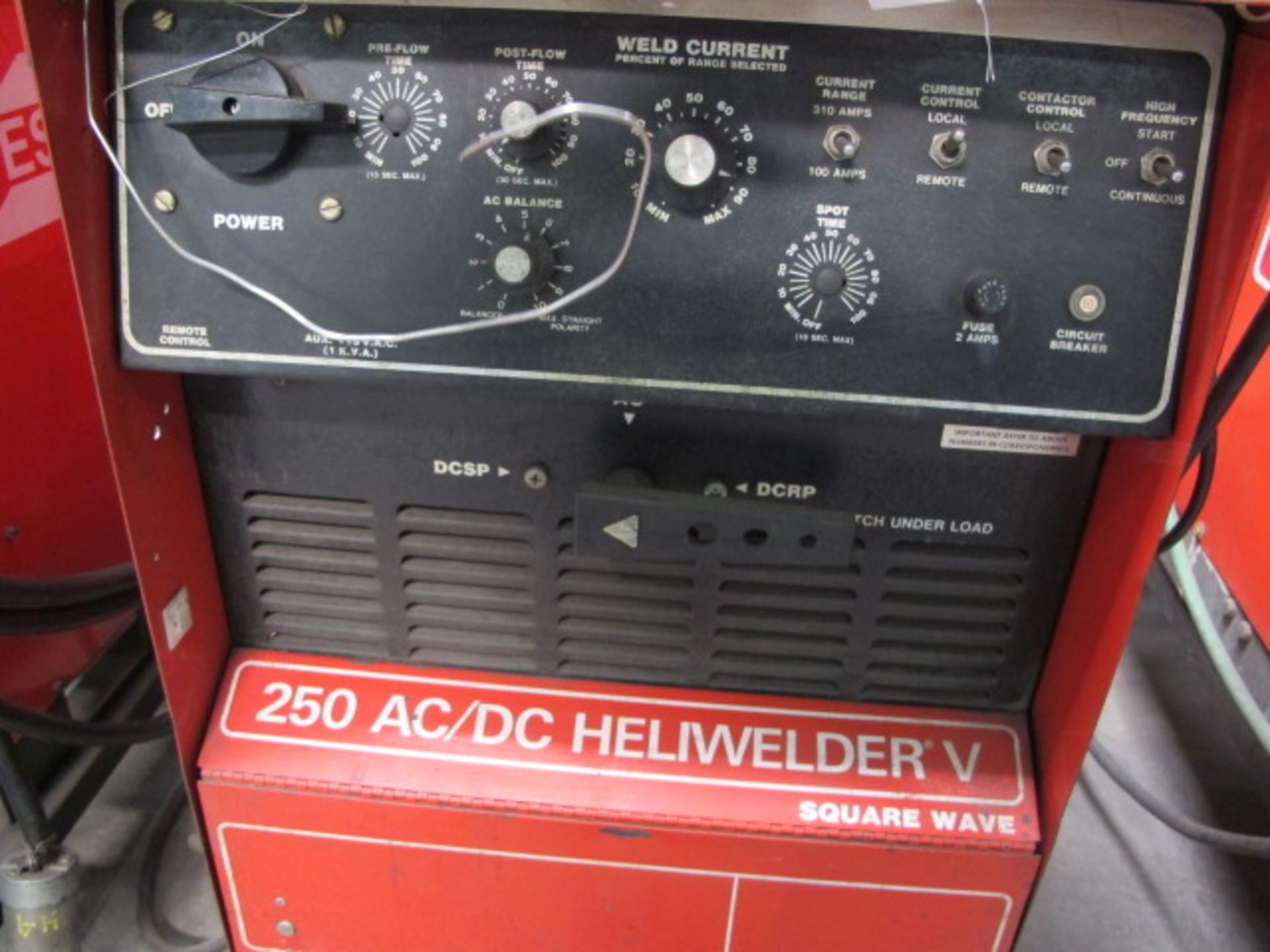 Airco 250 AC/DC Squarewave Heliwelder V Arc Welding Power Source w/ WeldTec Cooler - Image 2 of 3