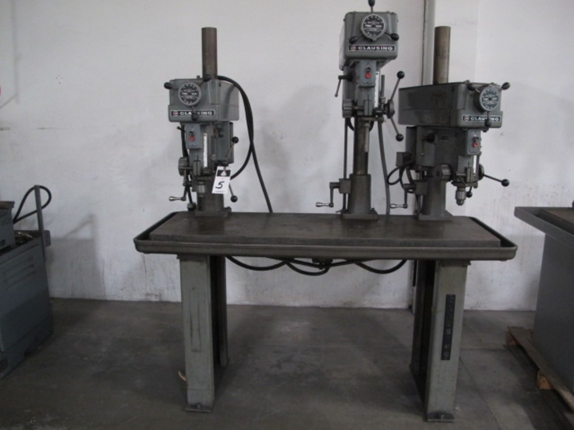 Clausing 3-Head Gang Drill Press w/ Variable Speed Heads, 20” x 60” Table