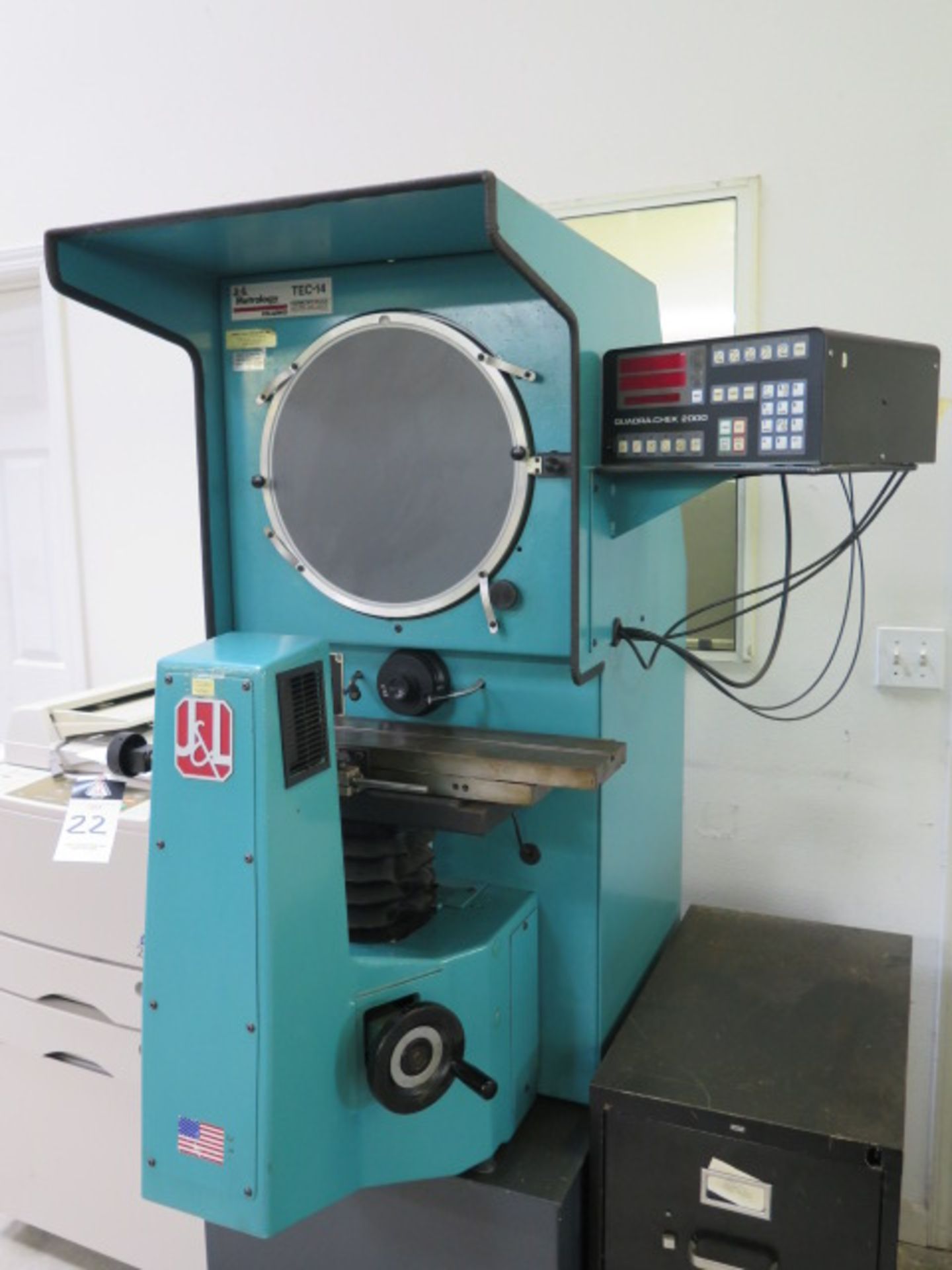 J & L Metrology mdl. TEC-14 14” Optical Comparator s/n 81770 w/ Quadra-Chek 2000 Programmable DRO, - Image 2 of 11