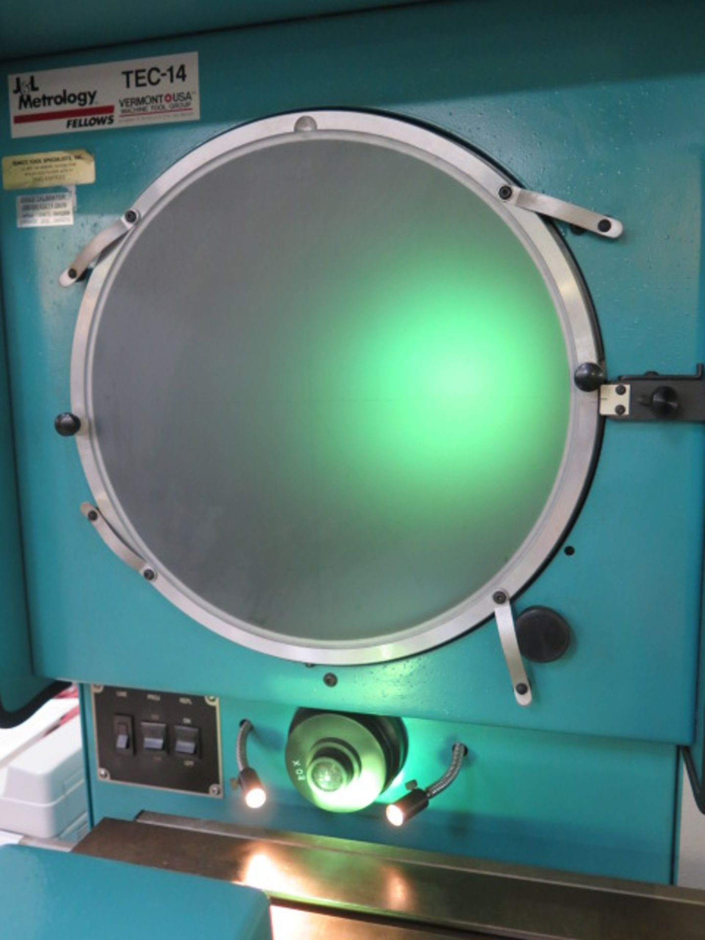 J & L Metrology mdl. TEC-14 14” Optical Comparator s/n 81770 w/ Quadra-Chek 2000 Programmable DRO, - Image 7 of 11