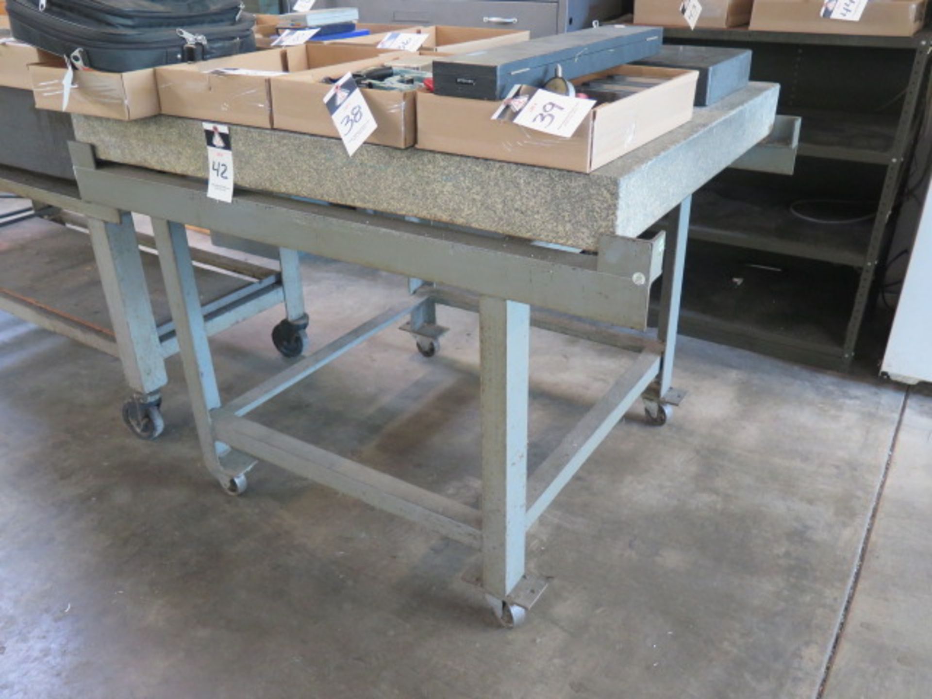 36” x 48” x 4” Granite Surface Plate w/ Roll Stand