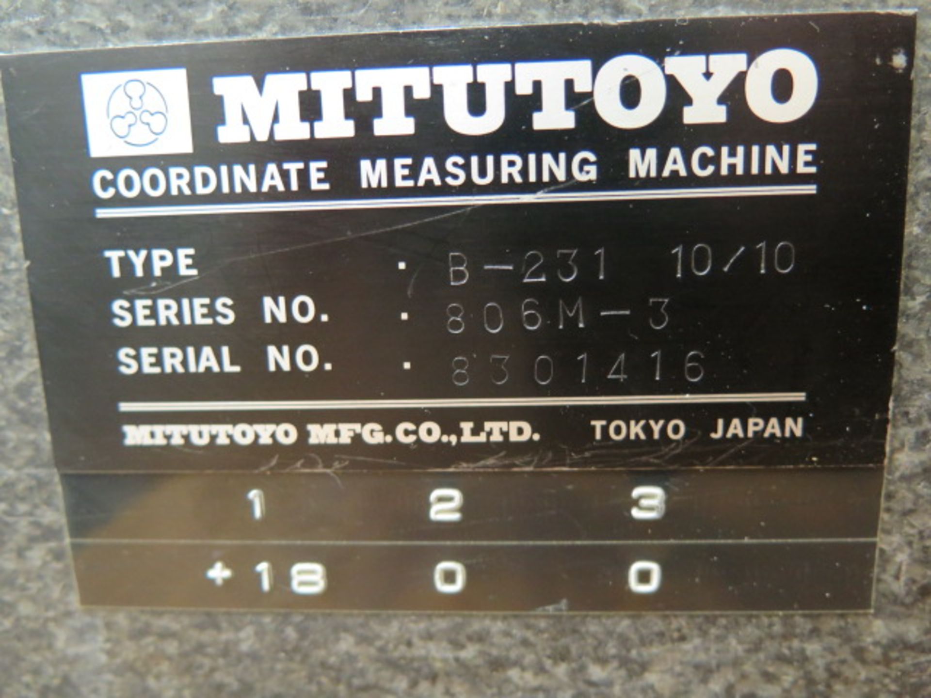 Mitutoyo B231 10/10 CMM Machine s/n 8301416 w/ Renishaw PH8 Probe Head, Mitutoyo MAG-1 Controller, - Image 11 of 11