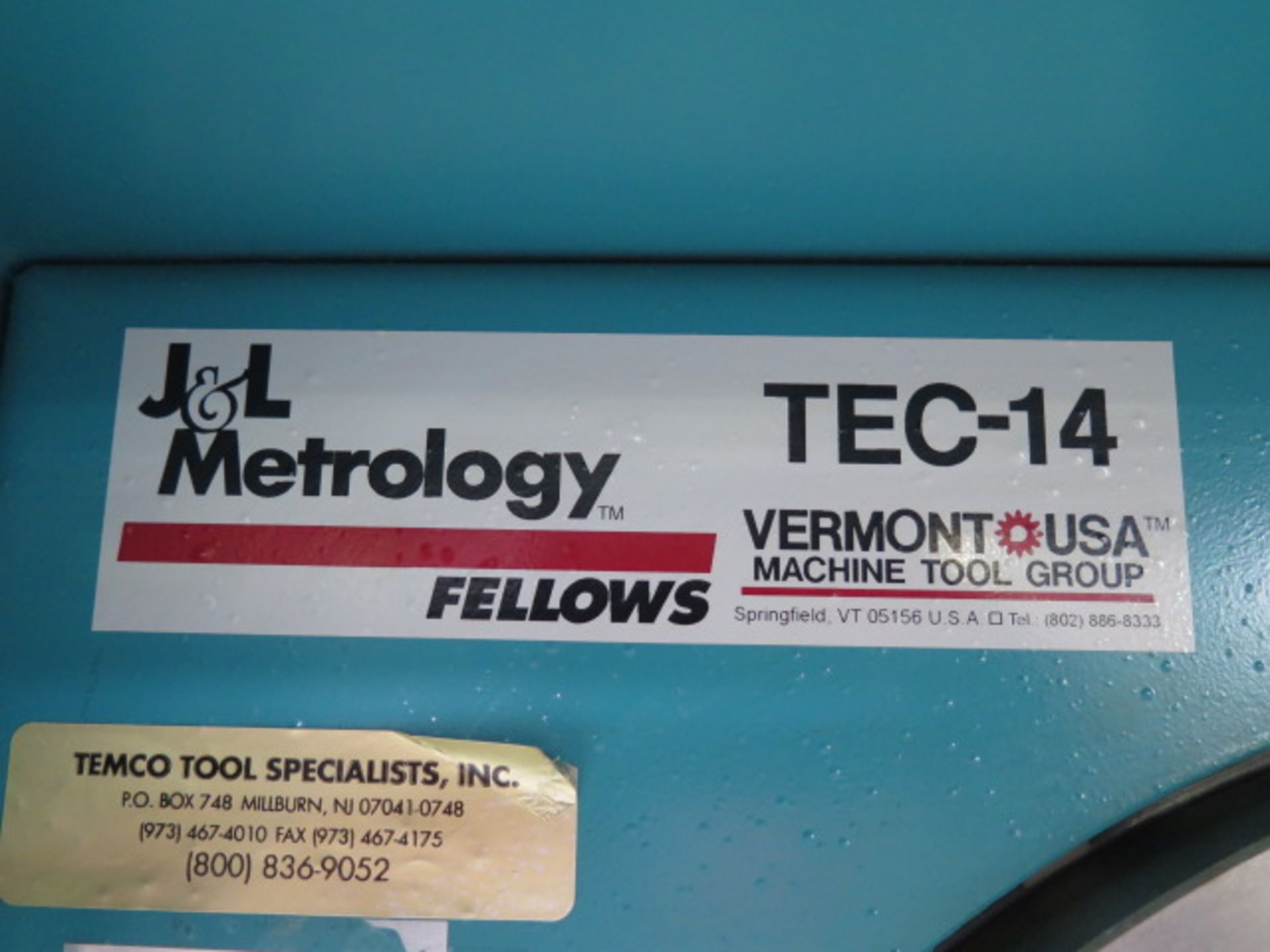 J & L Metrology mdl. TEC-14 14” Optical Comparator s/n 81770 w/ Quadra-Chek 2000 Programmable DRO, - Image 5 of 11