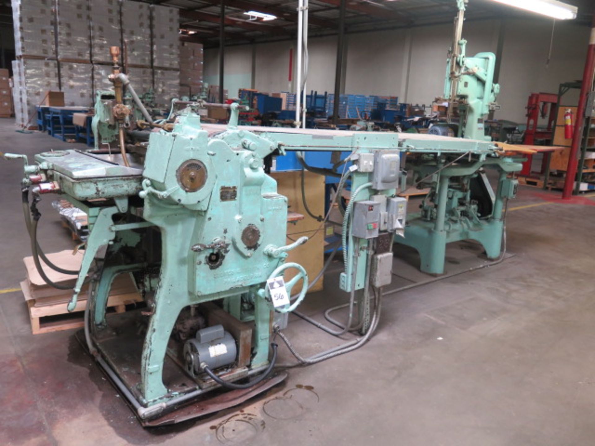 Box Line #15 : Stokes & Smith mdl. 404 21” Roll Gluer s/n HK1648, Stokes & Smith 21” Conveyor,