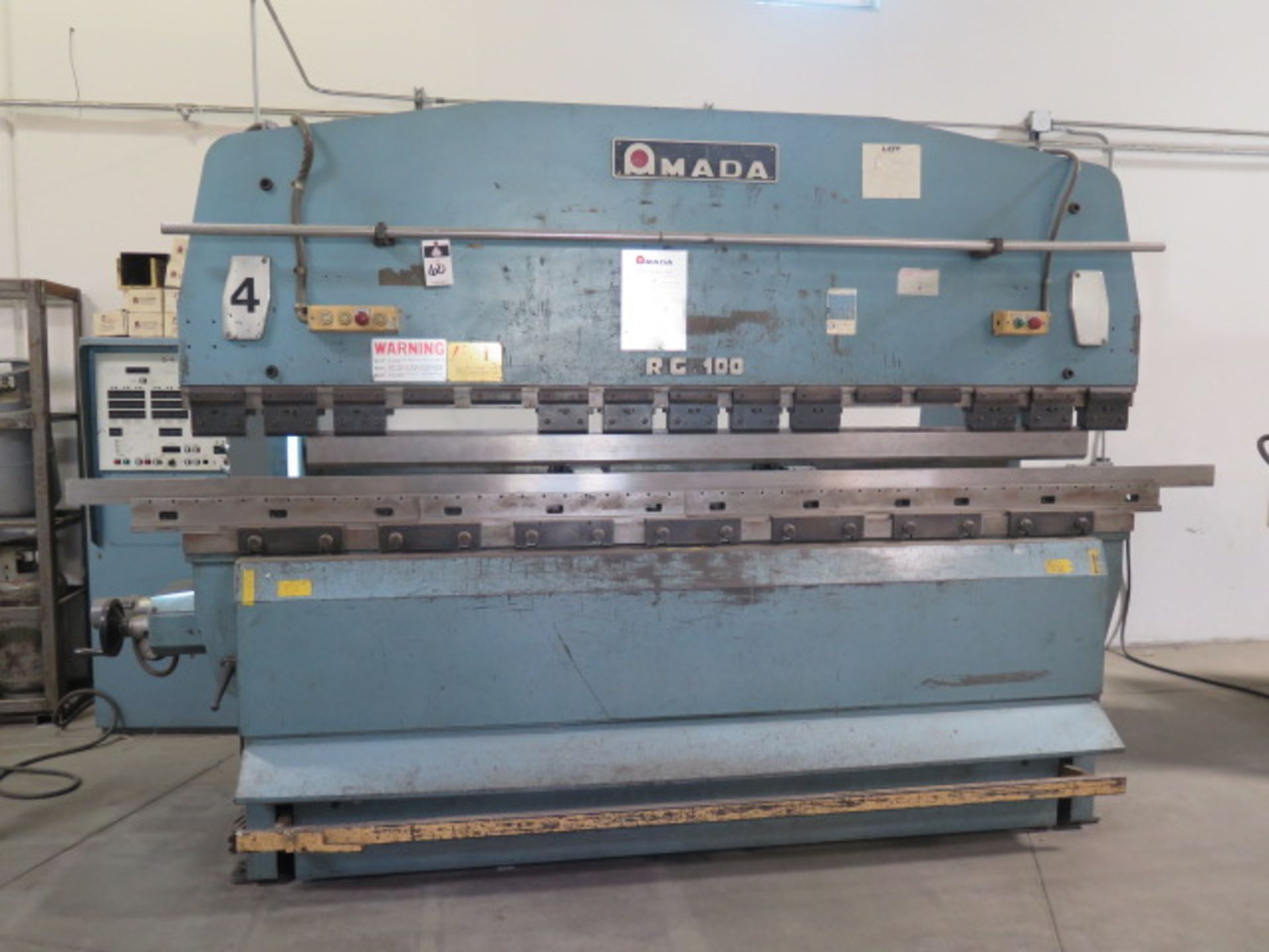 Amada RG-100 100-Ton x 10’ NC Press Brake s/n 101477 w/ Amada D-9 NC Controls, 118.2” Table