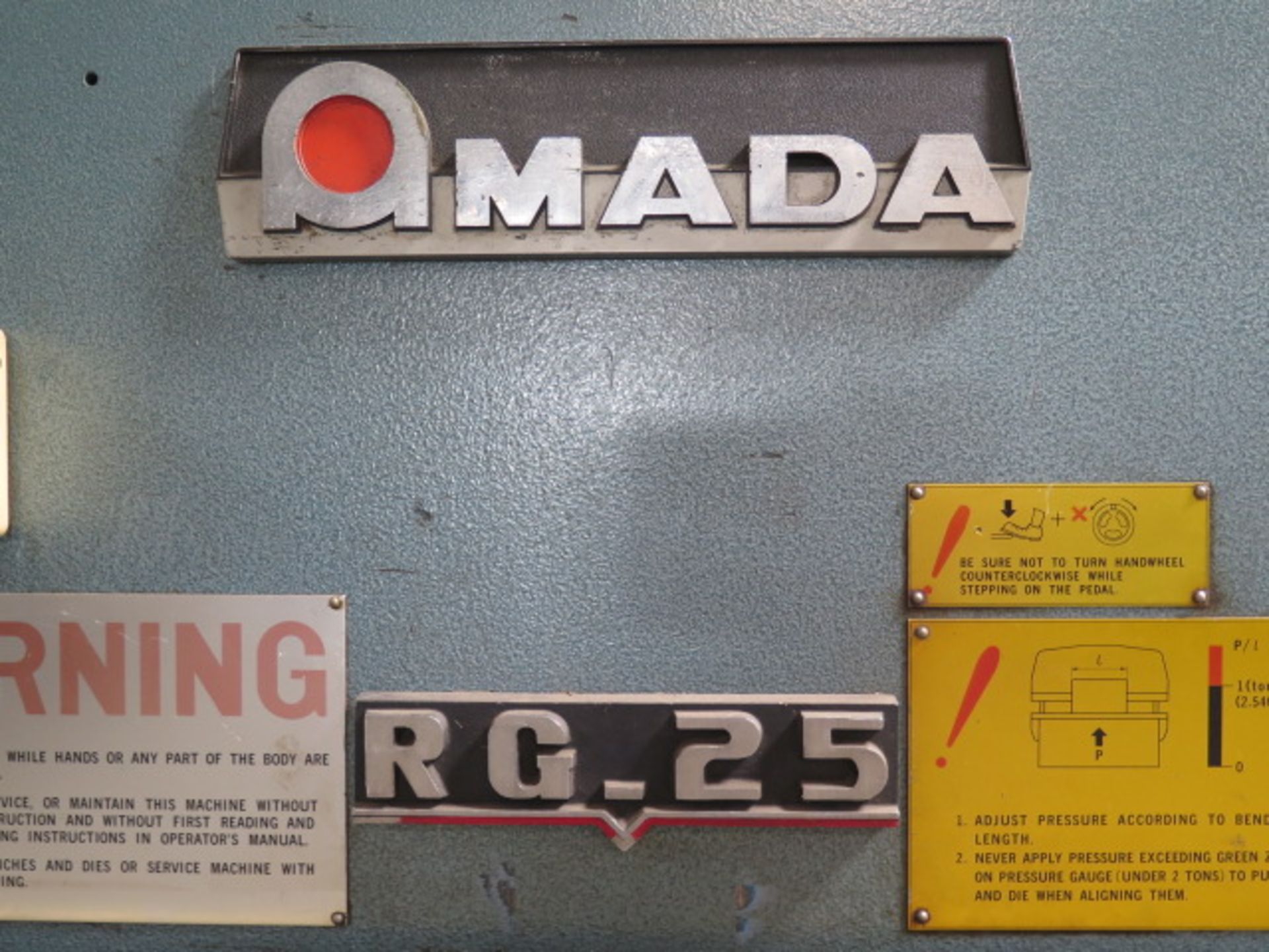 Amada RG-25 25-Ton x 48” CNC Press Brake s/n 255371 w/ Amada NC9-EX Controls, 47.3” Table Length, - Image 3 of 8