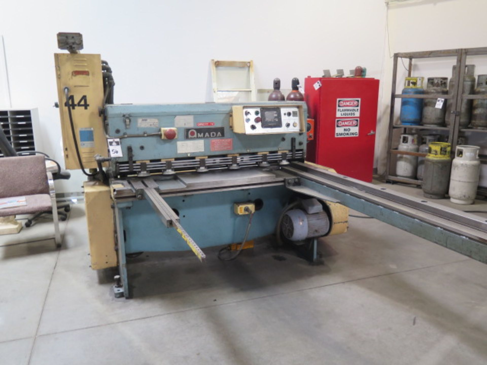 Amada M-1232 1/8” x 48” Power Shear s/n 1230906 w/ Amada Controls, 75 Strokes/Min, 84” Squaring Arm,