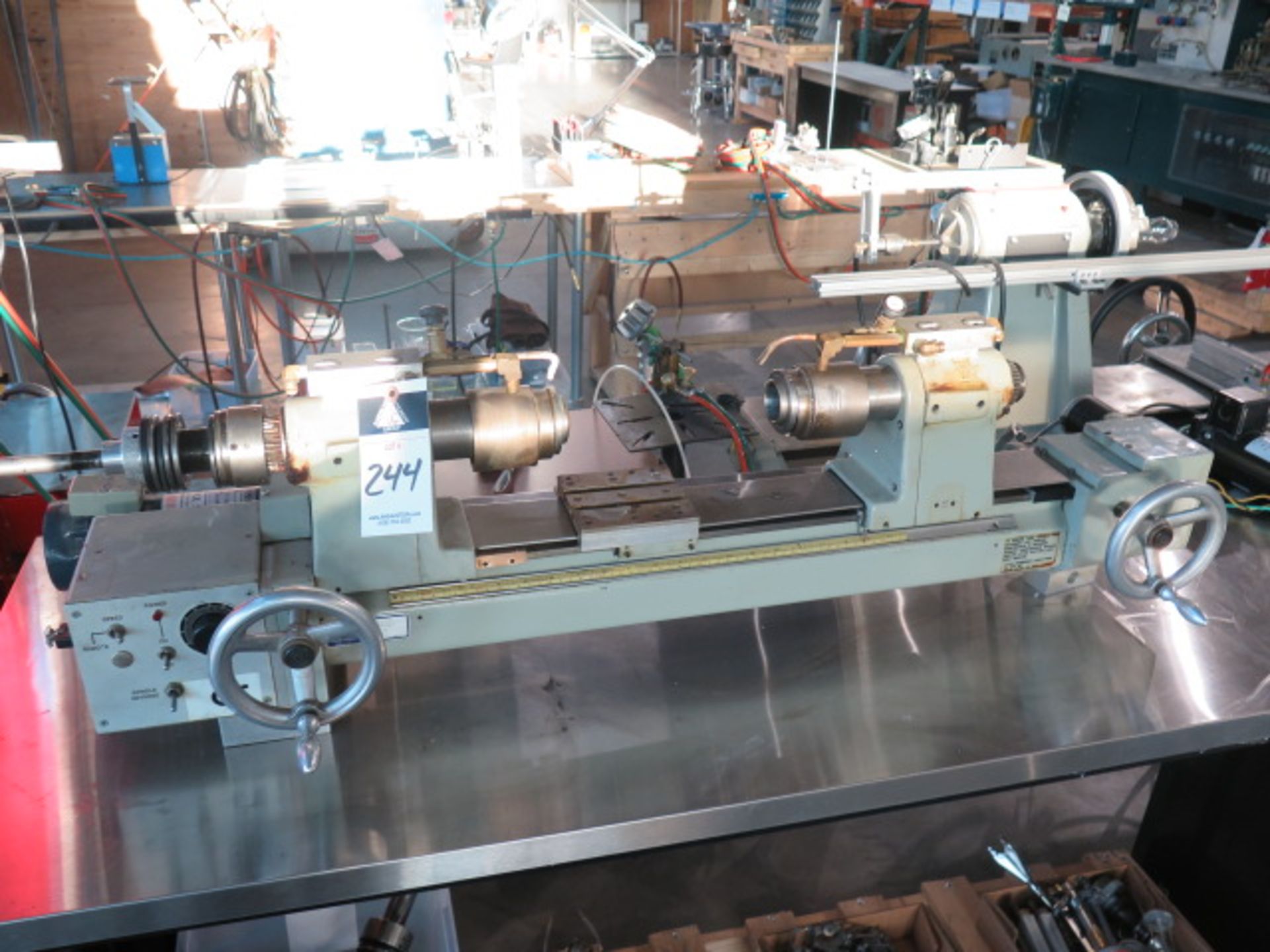 2000 Litton mmdl. F053 8” x 12” Glass Lathe s/n 1543R w/ Variable Speed Drive, 5C Colleted Heads,