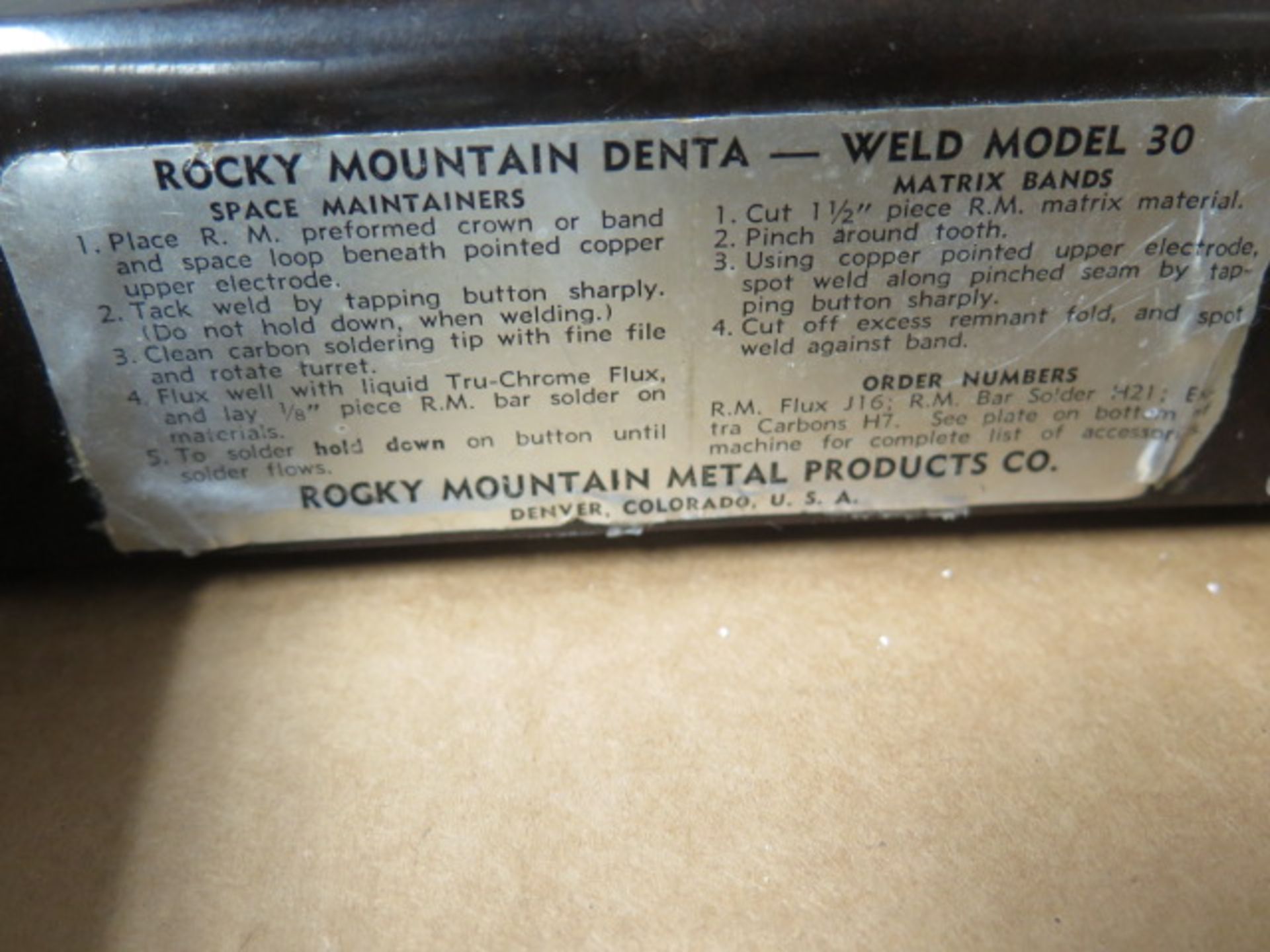 Rockey Mountain Metal Products "Denta-Weld" mdl. 30 Micro Spot welder - Image 3 of 3