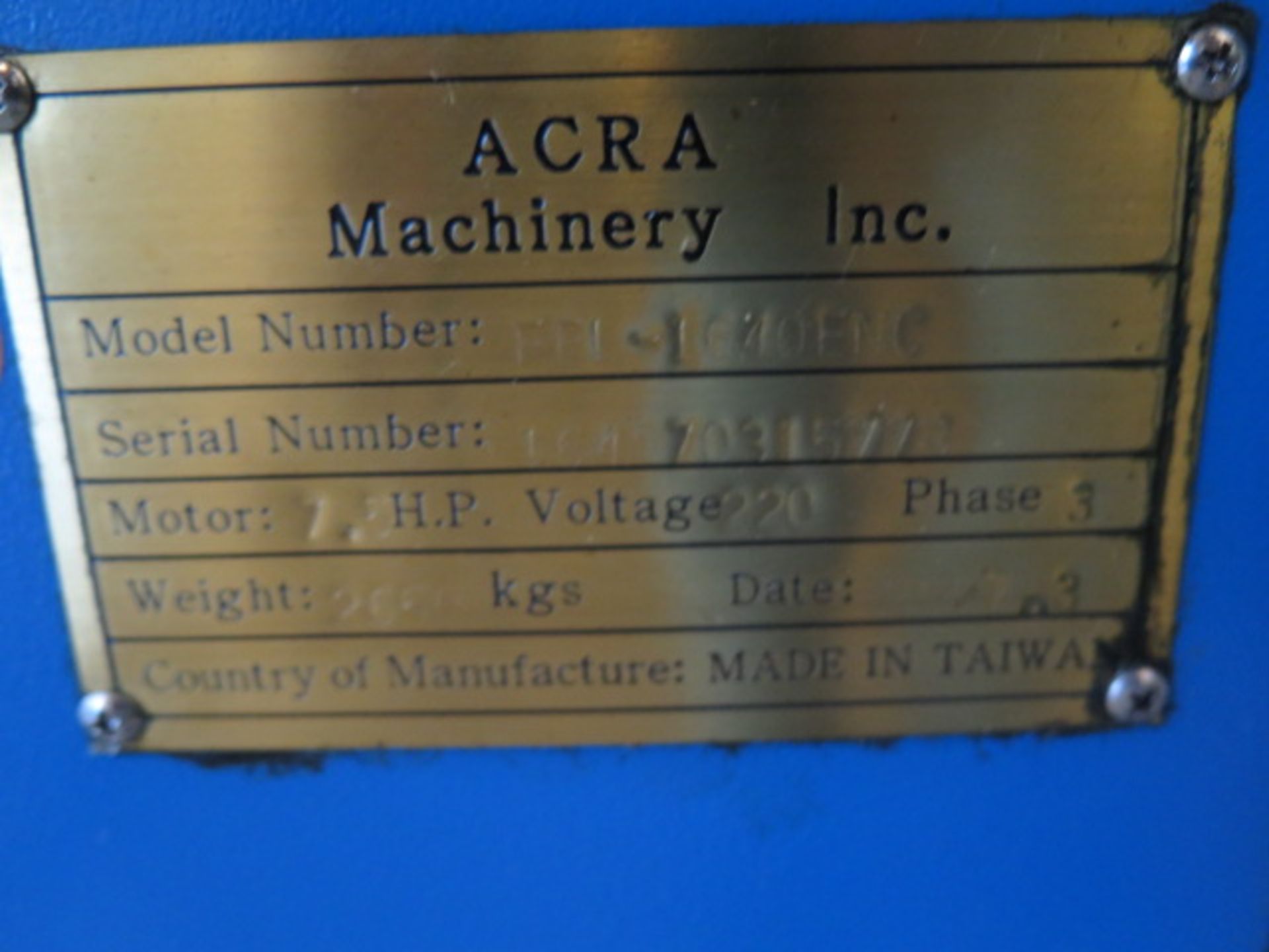 2007 Acra FEL-1640 ENC 16” x 40” CNC Gap Bed Lathe s/n 16407031577B w/ Fanuc Series 0i MATE-TB - Image 11 of 11