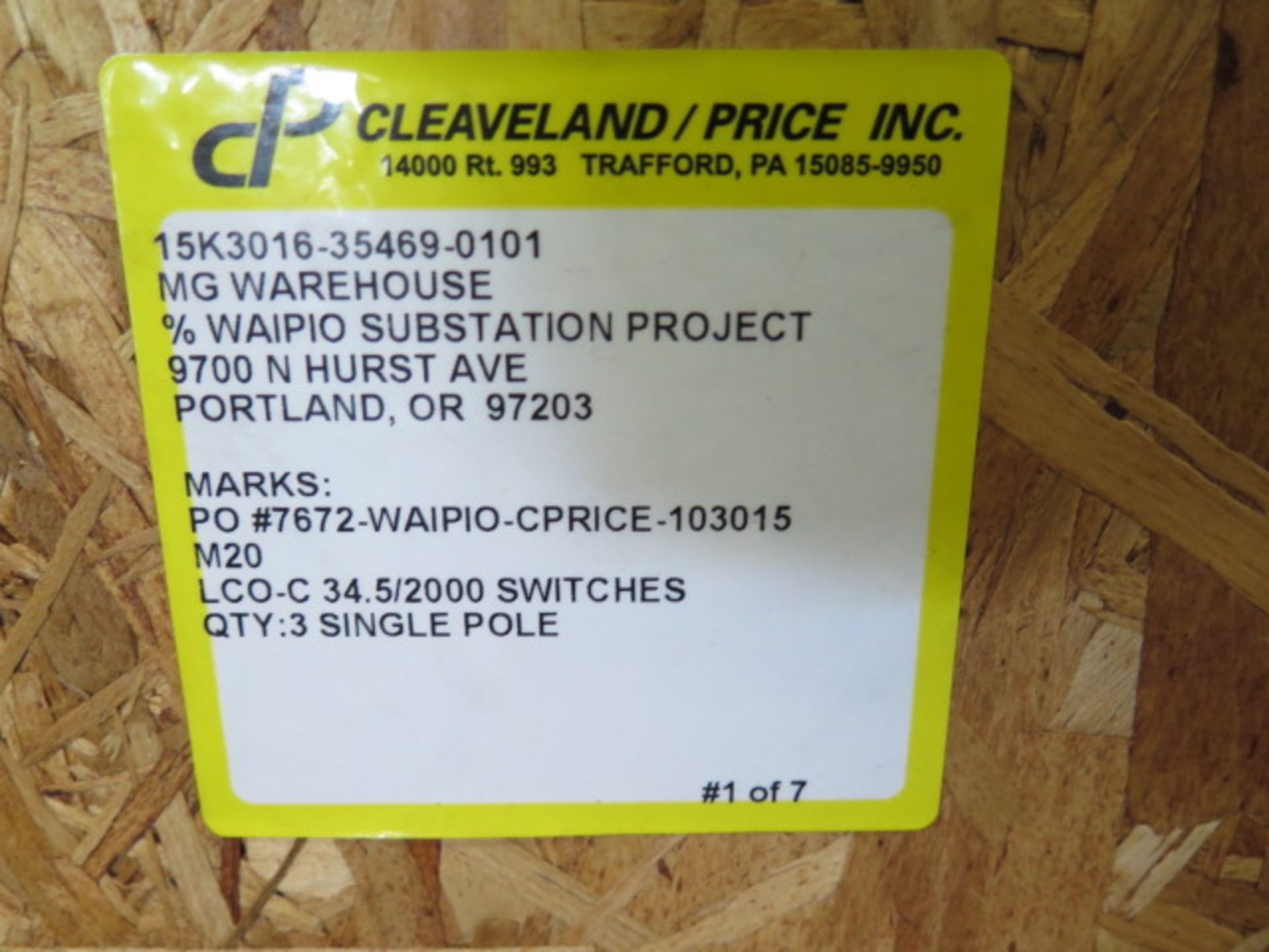 (3) 2016 Cleaveland / Price LCO-C 34.5/2000 Single Pole Disconnection Switches 34.5kV / 2000 Amp - Image 5 of 5