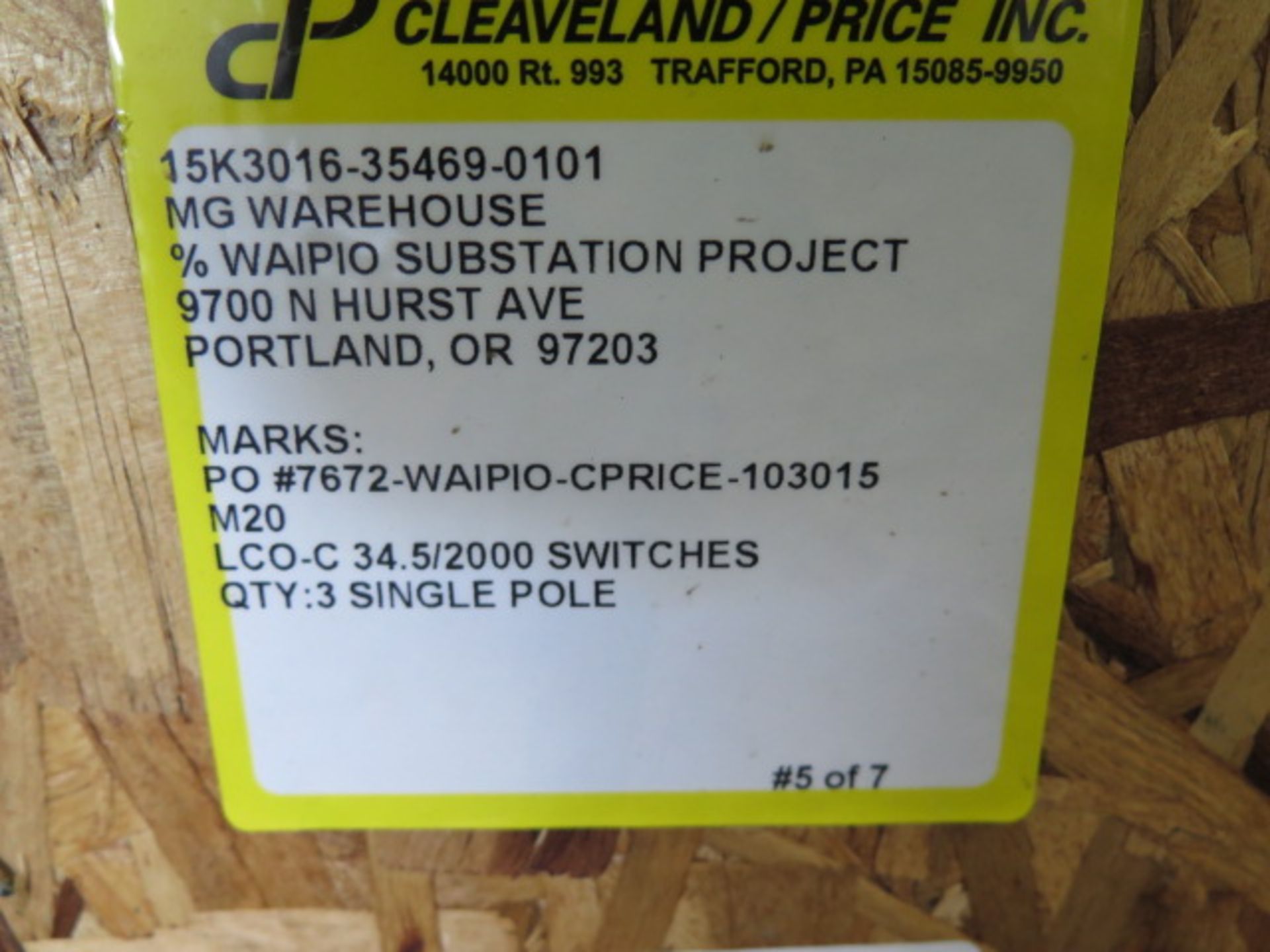 (3) 2016 Cleaveland / Price LCO-C 34.5/2000 Single Pole Disconnection Switches 34.5kV / 2000 Amp - Image 7 of 7