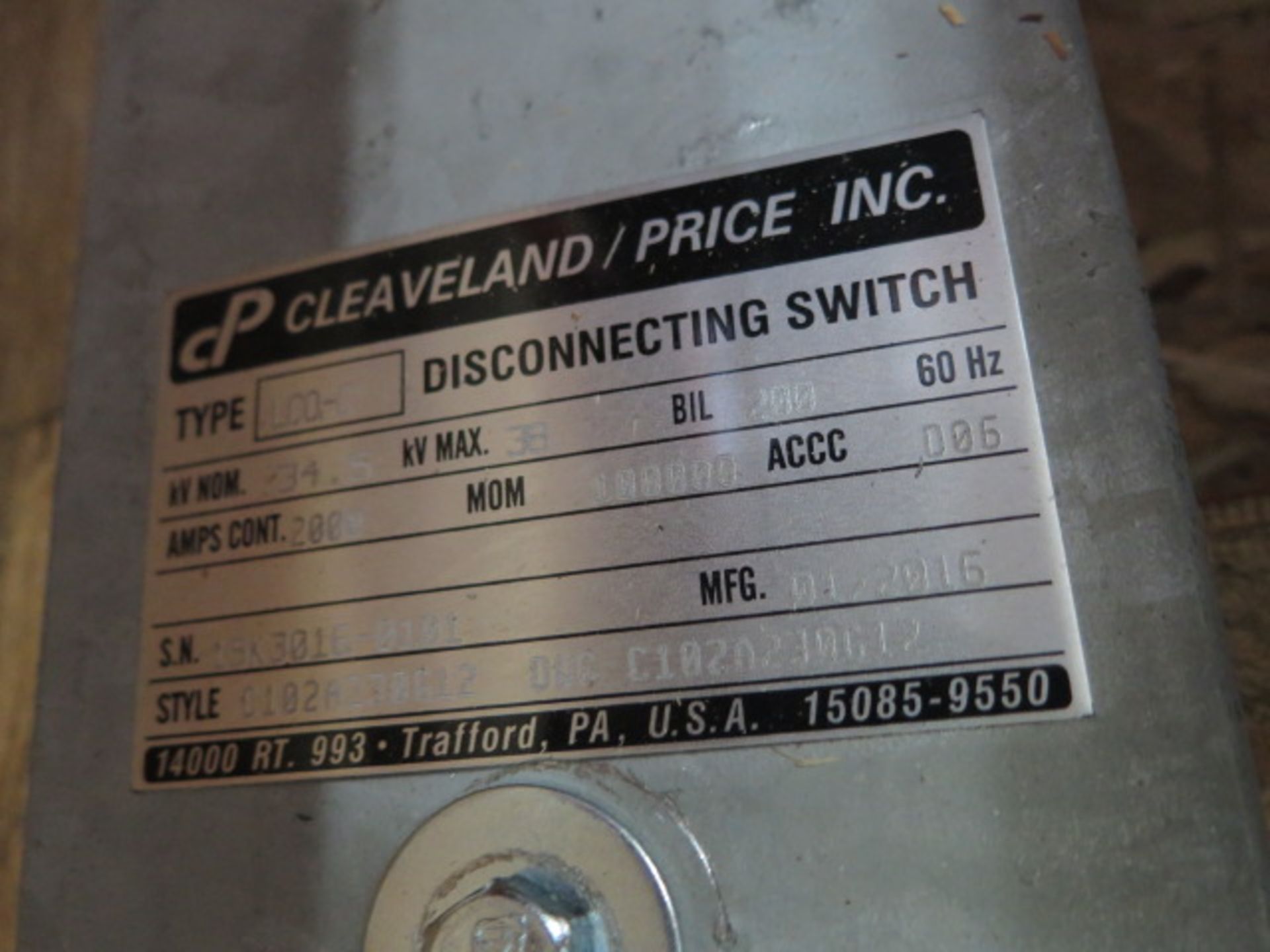 (3) 2016 Cleaveland / Price LCO-C 34.5/2000 Single Pole Disconnection Switches 34.5kV / 2000 Amp - Image 5 of 6